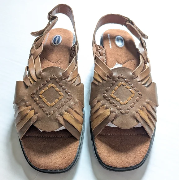 Dr Scholl's Brown Leather Sandals Size 9 - Picture 2 of 12